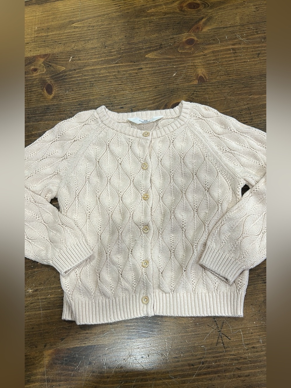H&M Girls 6/7 ivory Cable Knit Button Down Sweater